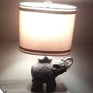 Elephant Table Lamp with Cream Shade